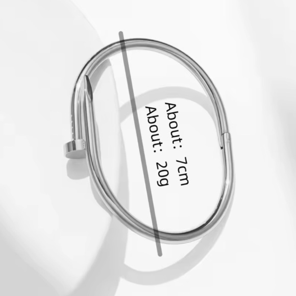 Juste En Clou Nail Silver Stainless Steel Waterproof Minimalist Bracelet - Picture 6 of 8